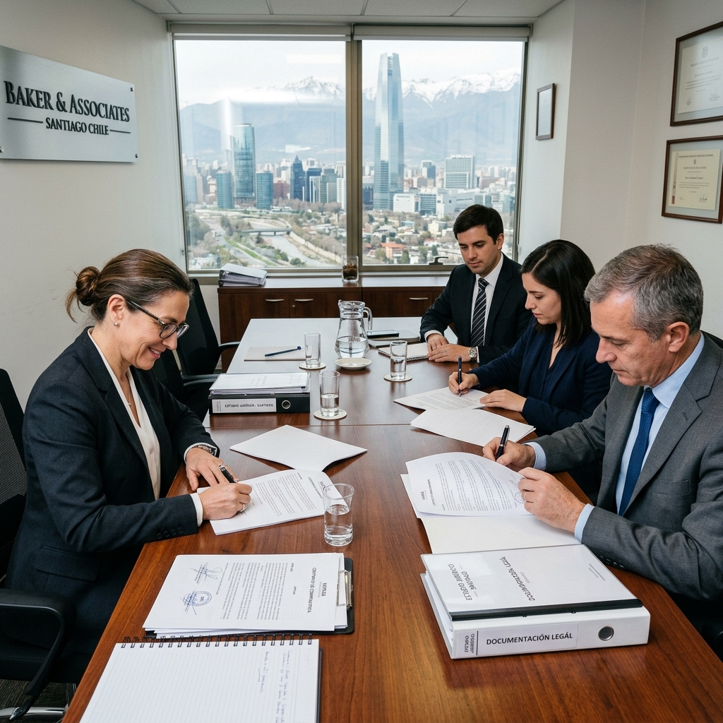 Reunión de directorio y firma de acuerdos corporativos en oficina formal