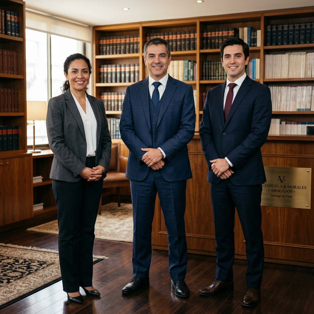Equipo de abogados de Valdés & Asociados en las oficinas del estudio en Santiago